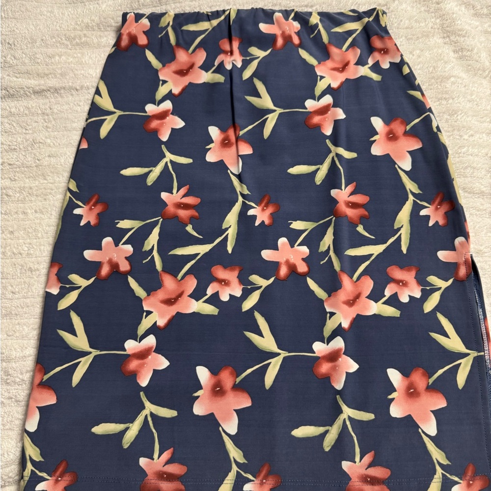 Newport Blue Floral Midi Skirt